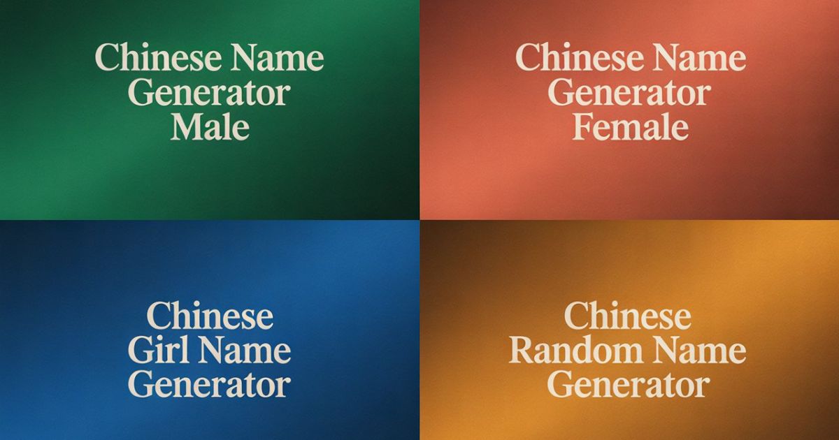 Explore Different Categories of Chinese Names on Chinese Name Generator